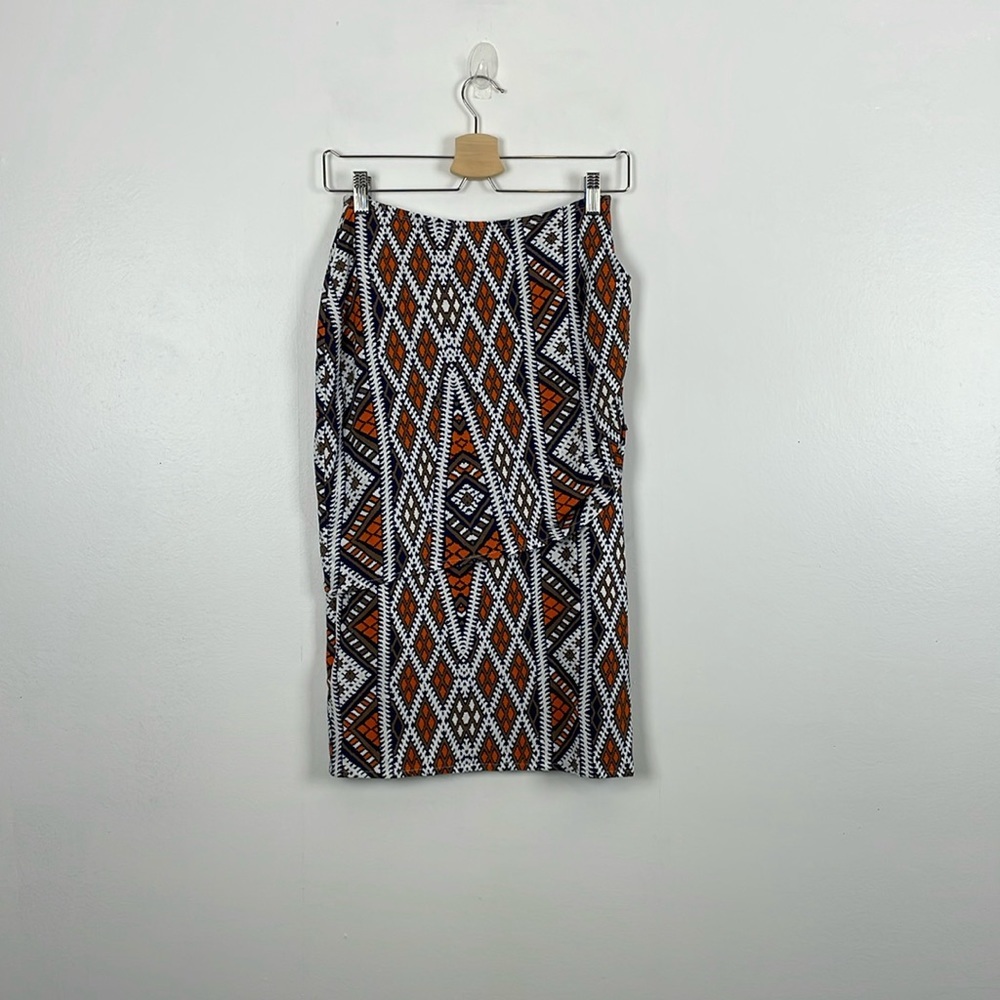 Lysse Womens S Native Print Skirts Elastic Waist Ruched side 2 Layered Pull-On